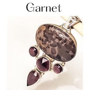 Artisan Garnet and Jasper Sterling Pendant